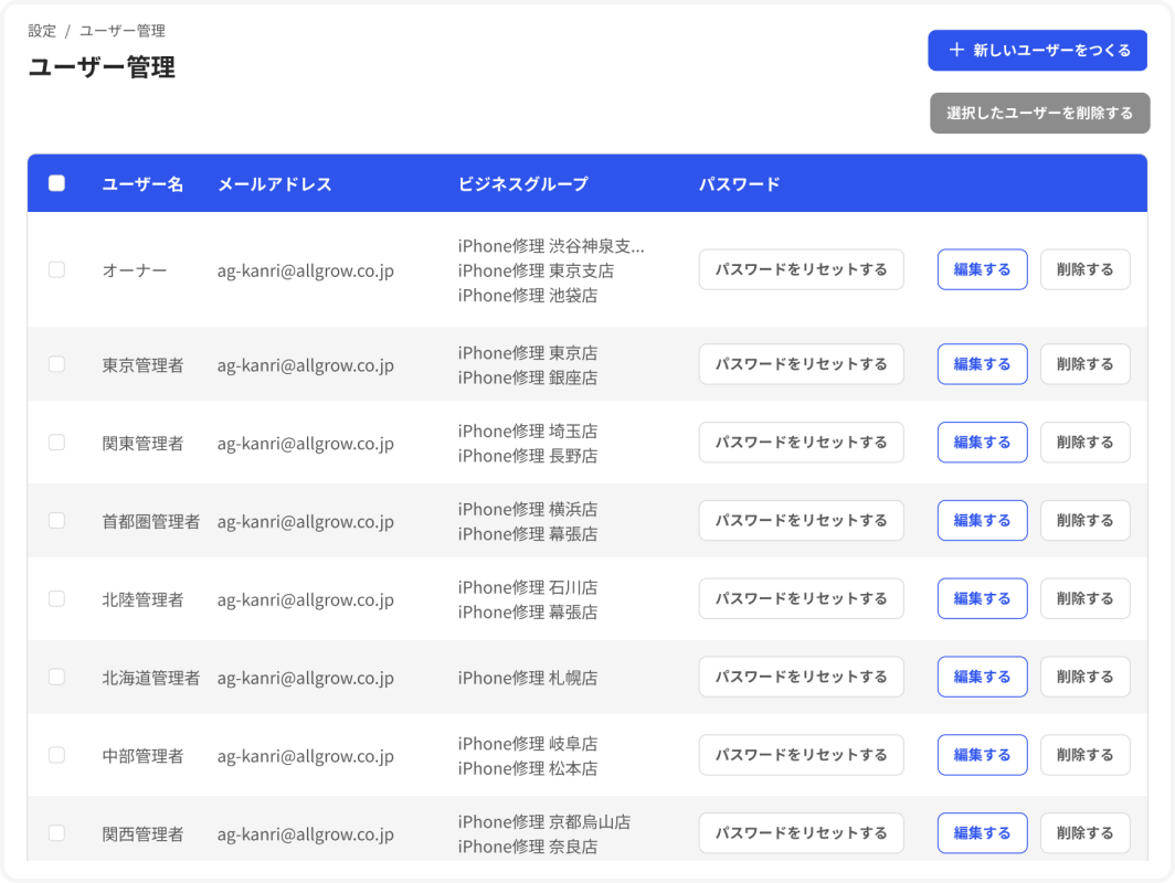 複数ユーザー登録